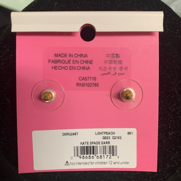 Kate Spade light Peach gumdrop stud earrings glass gum drop - Picture 6 of 9